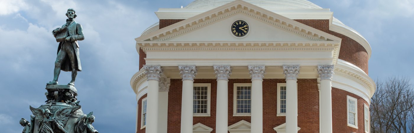 University of Virginia Rotunda and Thomas Jefferson Statue
