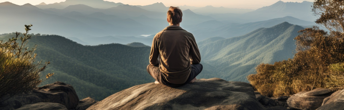 Man contemplates on a cliff