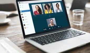online meeting displayed on a laptop