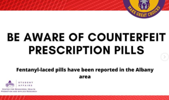 Univ at Albany IG post on counterfeit prescription pills