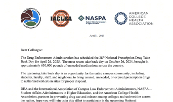 Letter signed by DEA, IACLEA, NASPA, and ACHA
