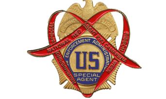 red ribbon promotional badge