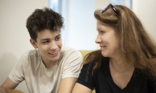 mom talking to son