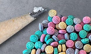 Fentanyl pencil and rainbow pills